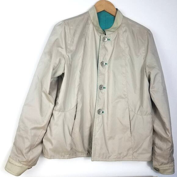 Vintage Reversible Suede & Waterproof Rain Jacket Green and Beige - Picture 3 of 10